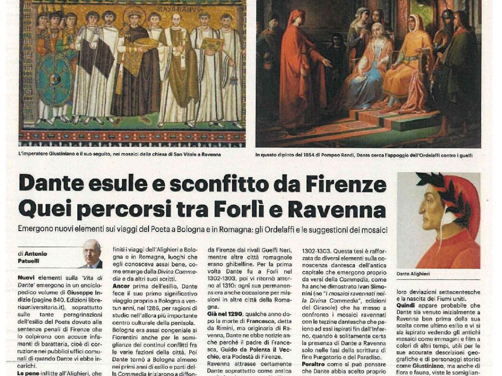 Dante e i suoi percorsi da esule tra Forlì e Ravenna: la pagina del Resto del Carlino