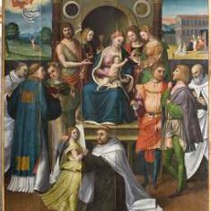 Madonna con bambino, santi e committente