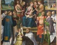Madonna con bambino, santi e committente